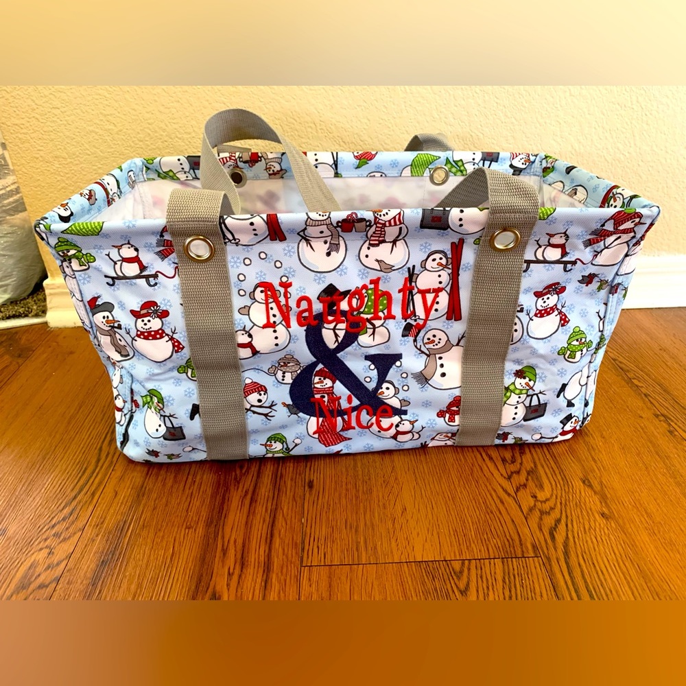 Medium Utility Tote - Christmas Pattern - with personalization